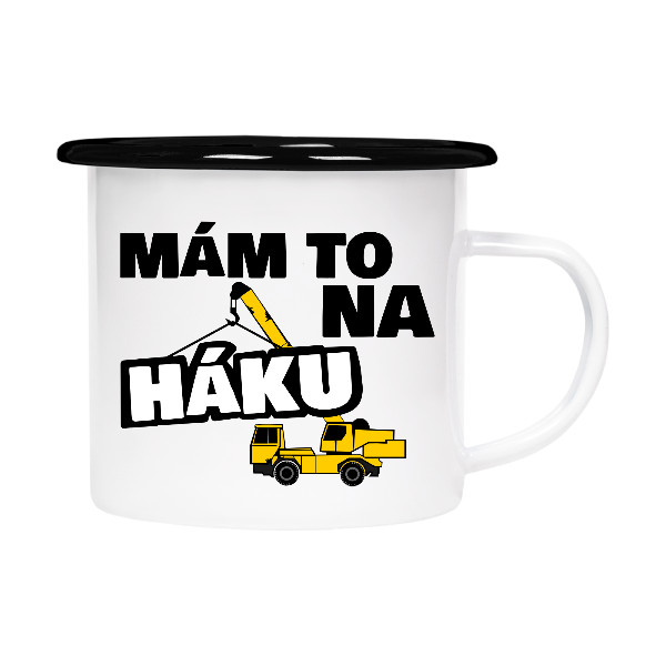 Plecháček - smaltový lem s potiskem Hrníček pro jeřábníky